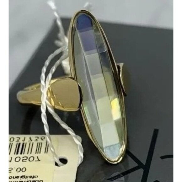 Calvin Klein Continuity Slim Oval Faceted Yellow Glass Stone Ring Size 9… - Picture 2 of 5